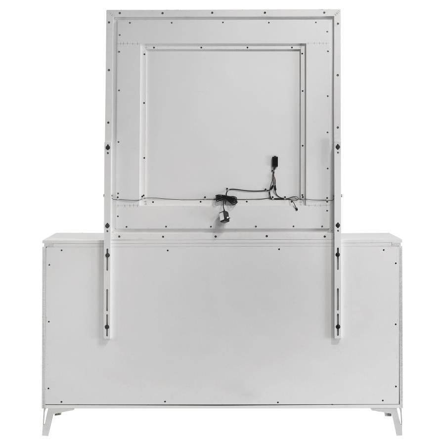 Cassia - 6 - Drawer Dresser Cabinet With Mirror - White High Gloss Dresser & Mirror modern furniture Contempo Furniture