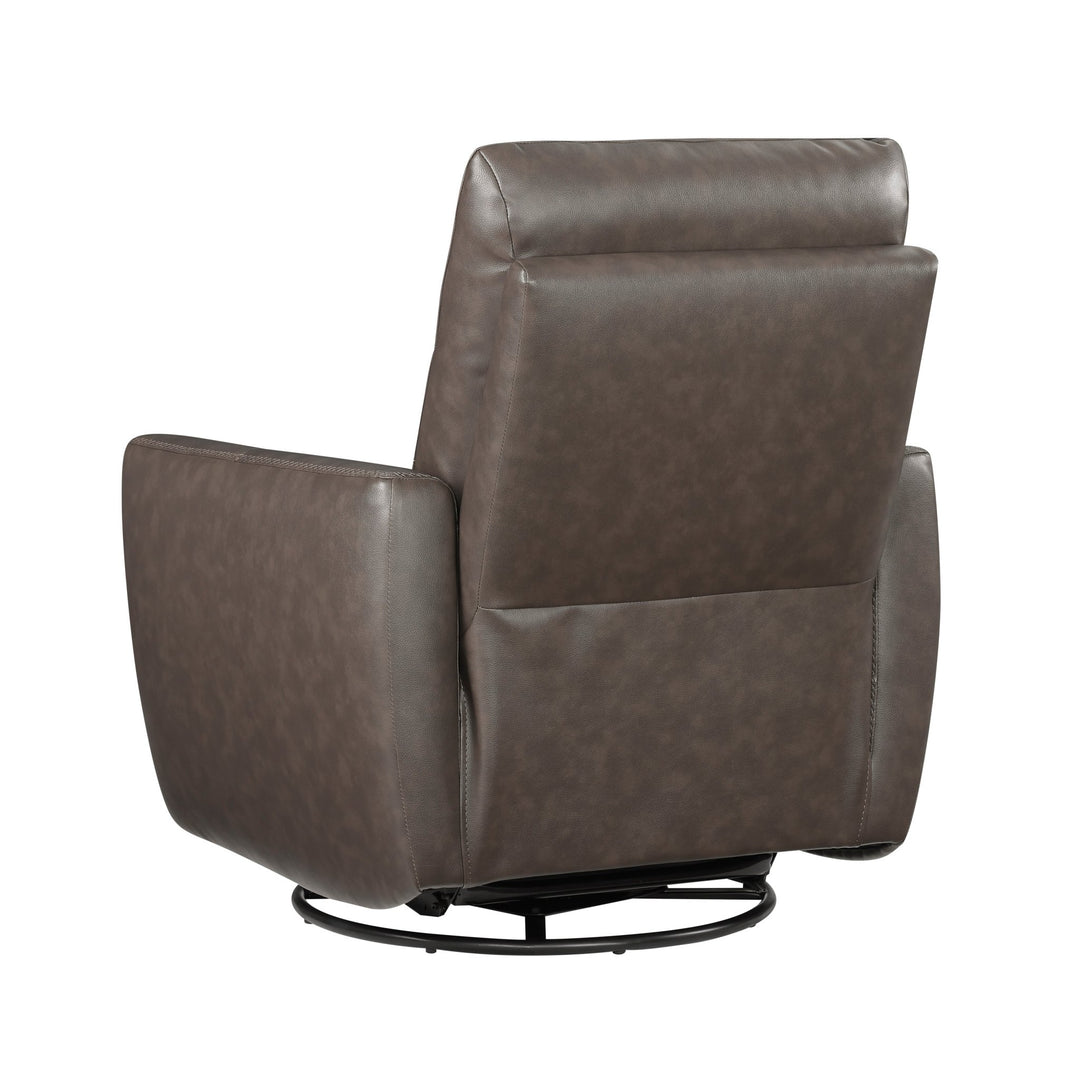 Cassian Swivel Glider Recliner Chair – Top Grain Leather Manual Reclining Chair Swivel Glider Chair modern furniture Contempo Furniture