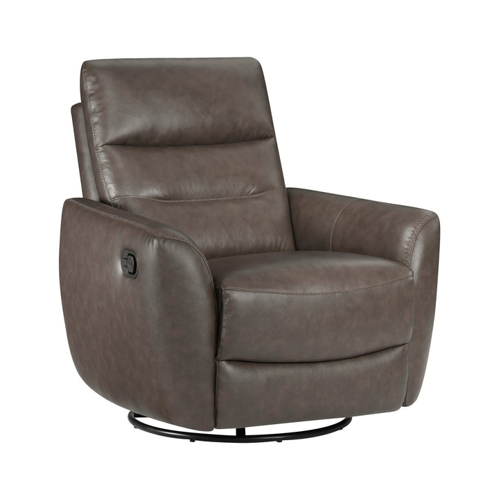 Cassian Swivel Glider Recliner Chair – Top Grain Leather Manual Reclining Chair Swivel Glider Chair modern furniture Contempo Furniture