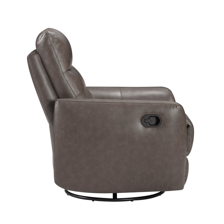 Cassian Swivel Glider Recliner Chair – Top Grain Leather Manual Reclining Chair Swivel Glider Chair modern furniture Contempo Furniture