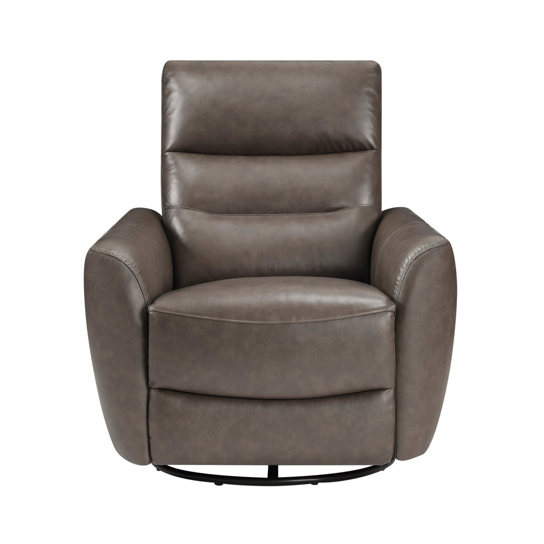 Cassian Swivel Glider Recliner Chair – Top Grain Leather Manual Reclining Chair Swivel Glider Chair modern furniture Contempo Furniture