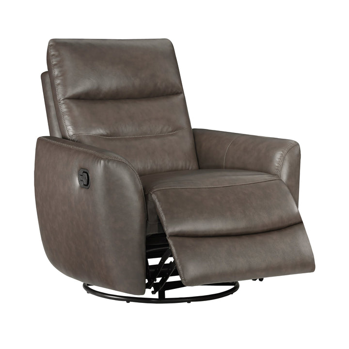 Cassian Swivel Glider Recliner Chair – Top Grain Leather Manual Reclining Chair Swivel Glider Chair modern furniture Contempo Furniture
