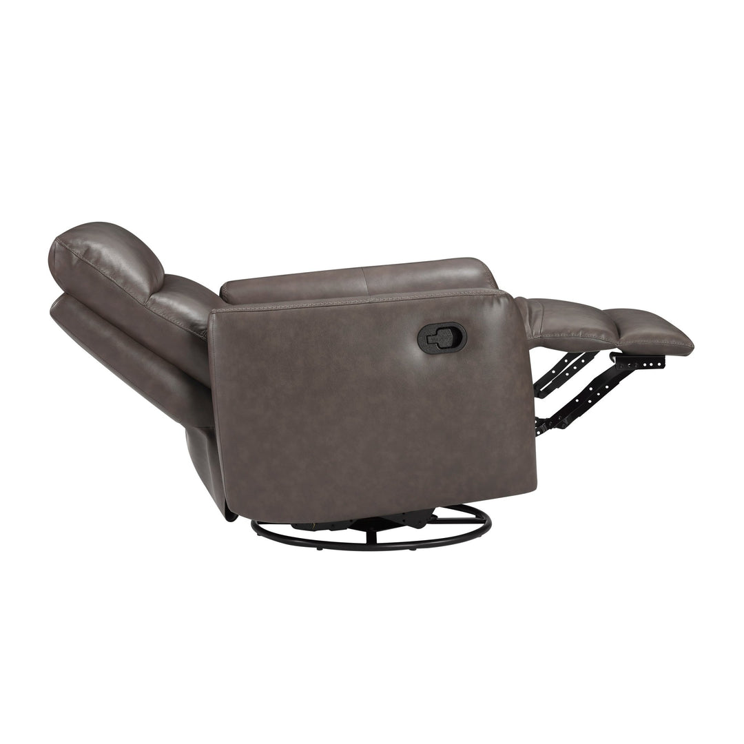 Cassian Swivel Glider Recliner Chair – Top Grain Leather Manual Reclining Chair Swivel Glider Chair modern furniture Contempo Furniture