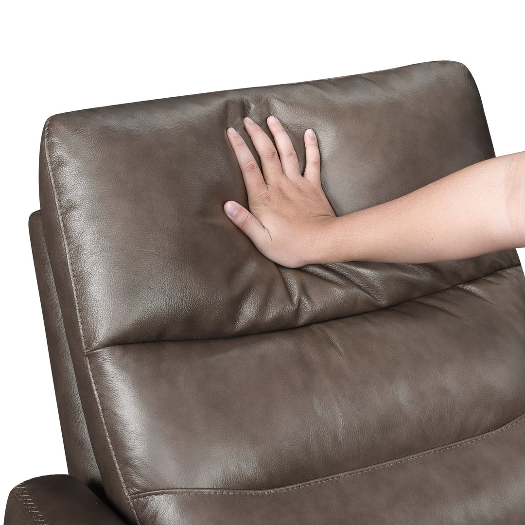 Cassian Swivel Glider Recliner Chair – Top Grain Leather Manual Reclining Chair Swivel Glider Chair modern furniture Contempo Furniture
