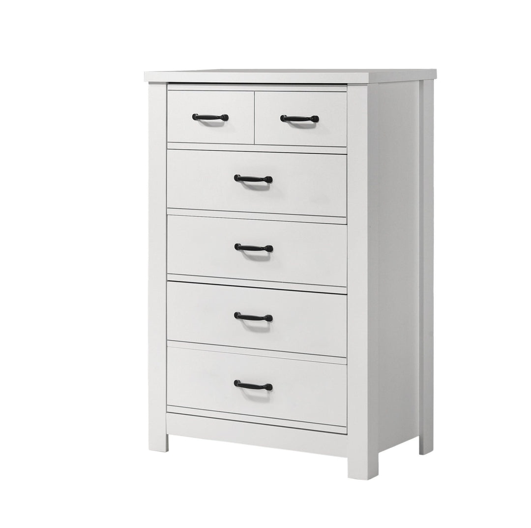 Cassini White 5 - Drawer Chest with Black Handles Chest modern furniture Contempo Furniture