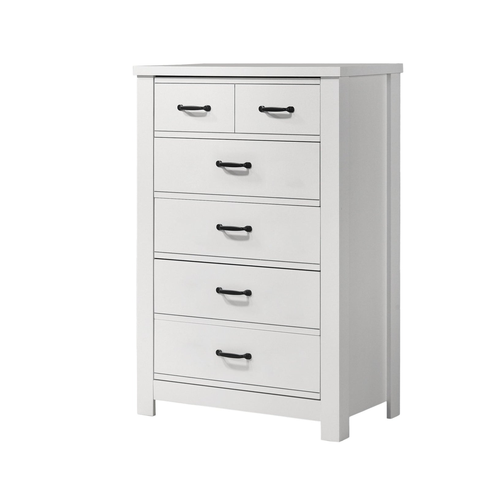 Cassini White 5 - Drawer Chest with Black Handles Chest modern furniture Contempo Furniture