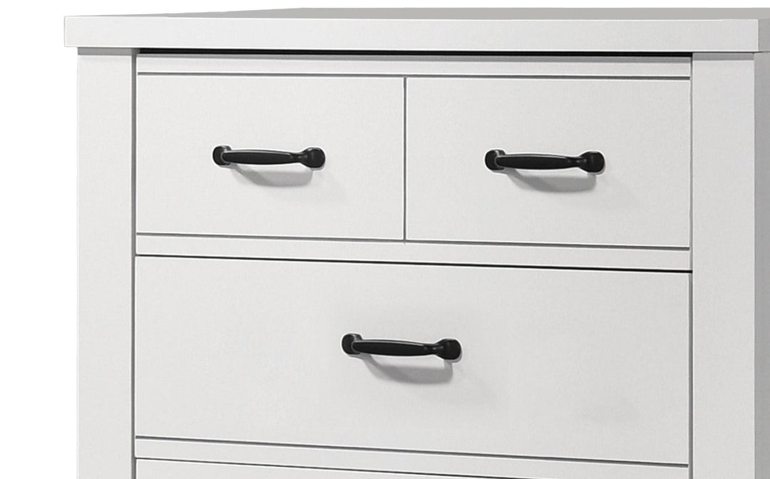 Cassini White 5 - Drawer Chest with Black Handles Chest modern furniture Contempo Furniture