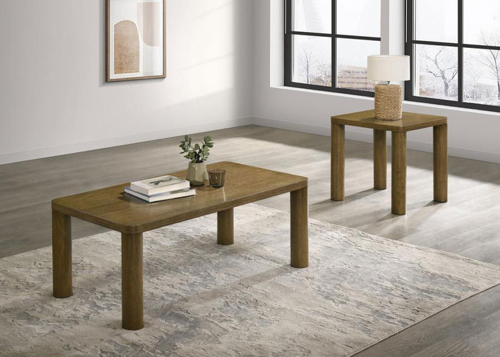 Castlewood - 2 Piece Cocktail Coffee Table Set - Brown Oak Table Set modern furniture Contempo Furniture