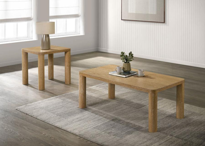 Castlewood - 2 Piece Cocktail Coffee Table Set - Washed Oak Table Set modern furniture Contempo Furniture