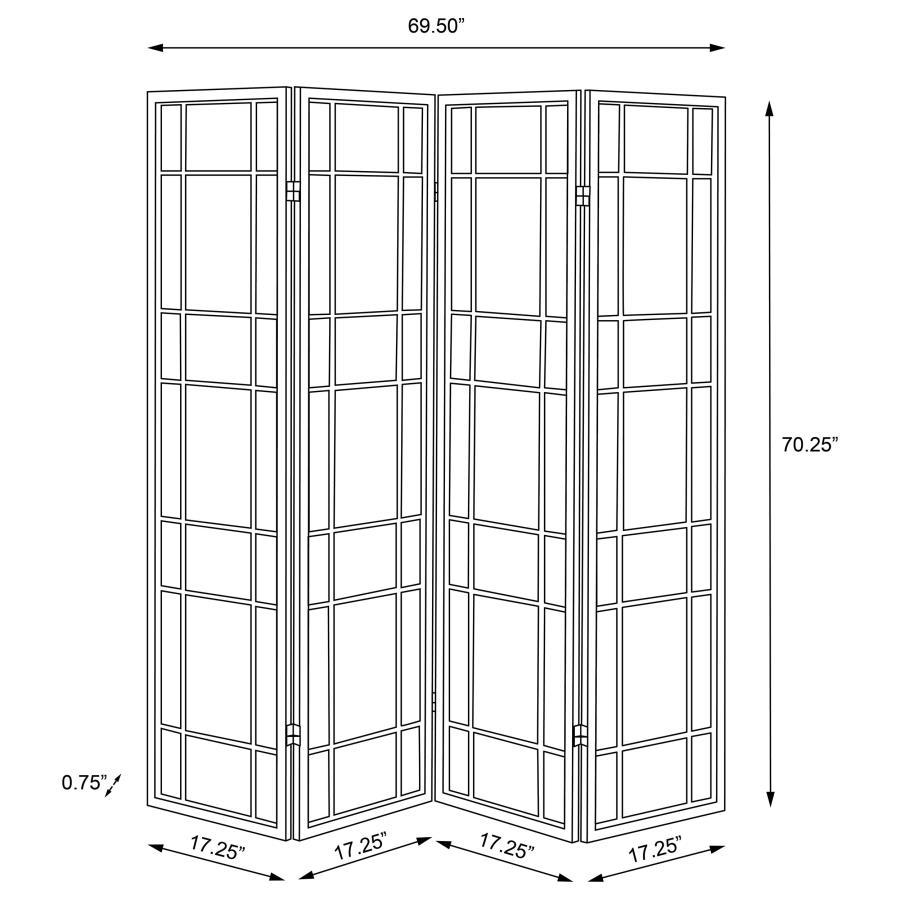 Catabella - 4 - Panel Room Divider Folding Shoji Screen Floral - Black Room Divider modern furniture Contempo Furniture