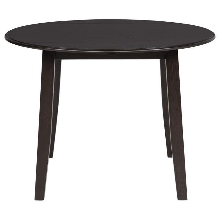 Catley - 5 Piece Round Drop Leaf Dining Table Set - Dark Coffee 5 - Piece Dining Room Set modern furniture Contempo Furniture