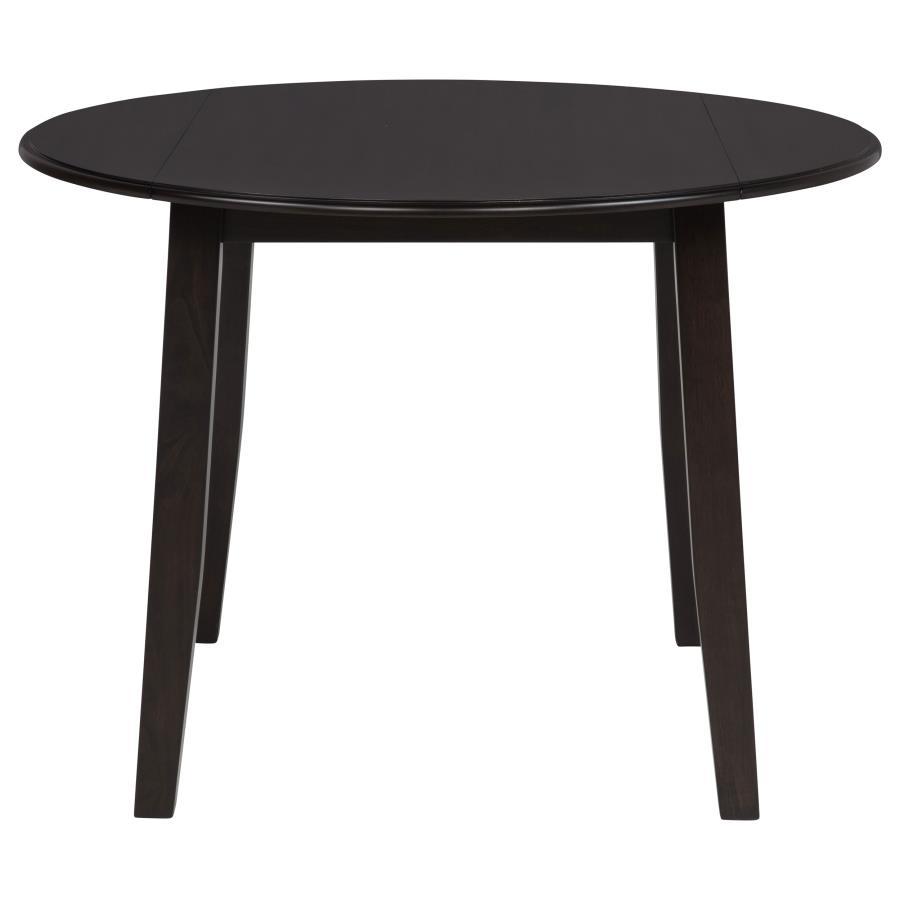Catley - 5 Piece Round Drop Leaf Dining Table Set - Dark Coffee 5 - Piece Dining Room Set modern furniture Contempo Furniture