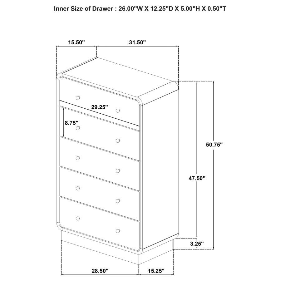 Cavelle - 5 - Drawer Chest Of Drawers - Black Accent Chest modern furniture Contempo Furniture