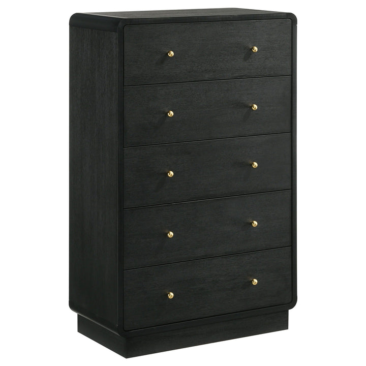 Cavelle - 5 - Drawer Chest Of Drawers - Black Accent Chest modern furniture Contempo Furniture