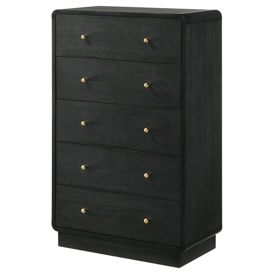 Cavelle - 5 - Drawer Chest Of Drawers - Black Accent Chest modern furniture Contempo Furniture