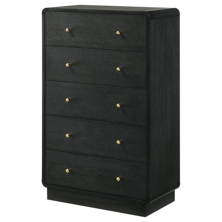 Cavelle - 5 - Drawer Chest Of Drawers - Black Accent Chest modern furniture Contempo Furniture