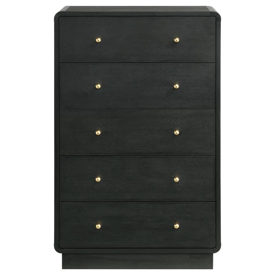 Cavelle - 5 - Drawer Chest Of Drawers - Black Accent Chest modern furniture Contempo Furniture