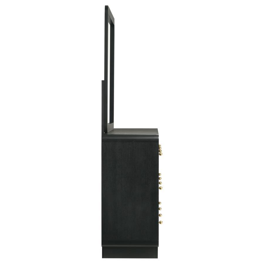 Cavelle - 6 - Drawer Dresser And Mirror - Black Dresser & Mirror modern furniture Contempo Furniture
