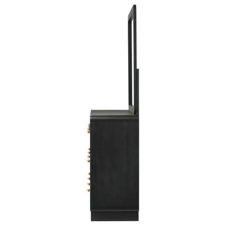 Cavelle - 6 - Drawer Dresser And Mirror - Black Dresser &amp; Mirror modern furniture Contempo Furniture