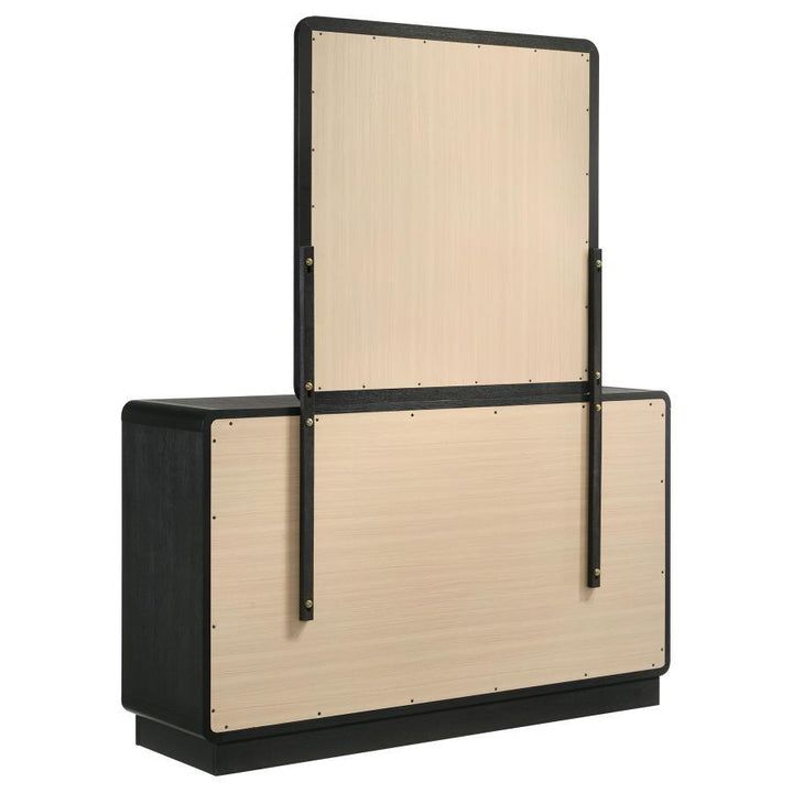 Cavelle - 6 - Drawer Dresser And Mirror - Black Dresser &amp; Mirror modern furniture Contempo Furniture