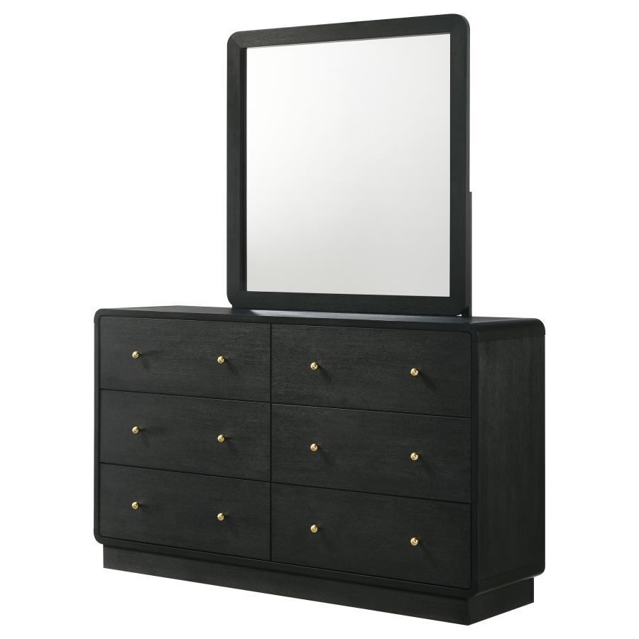 Cavelle - 6 - Drawer Dresser And Mirror - Black Dresser & Mirror modern furniture Contempo Furniture