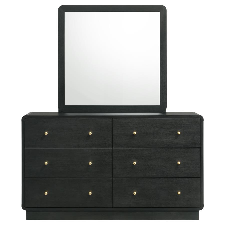 Cavelle - 6 - Drawer Dresser And Mirror - Black Dresser & Mirror modern furniture Contempo Furniture