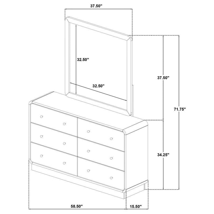 Cavelle - 6 - Drawer Dresser And Mirror - Black Dresser &amp; Mirror modern furniture Contempo Furniture