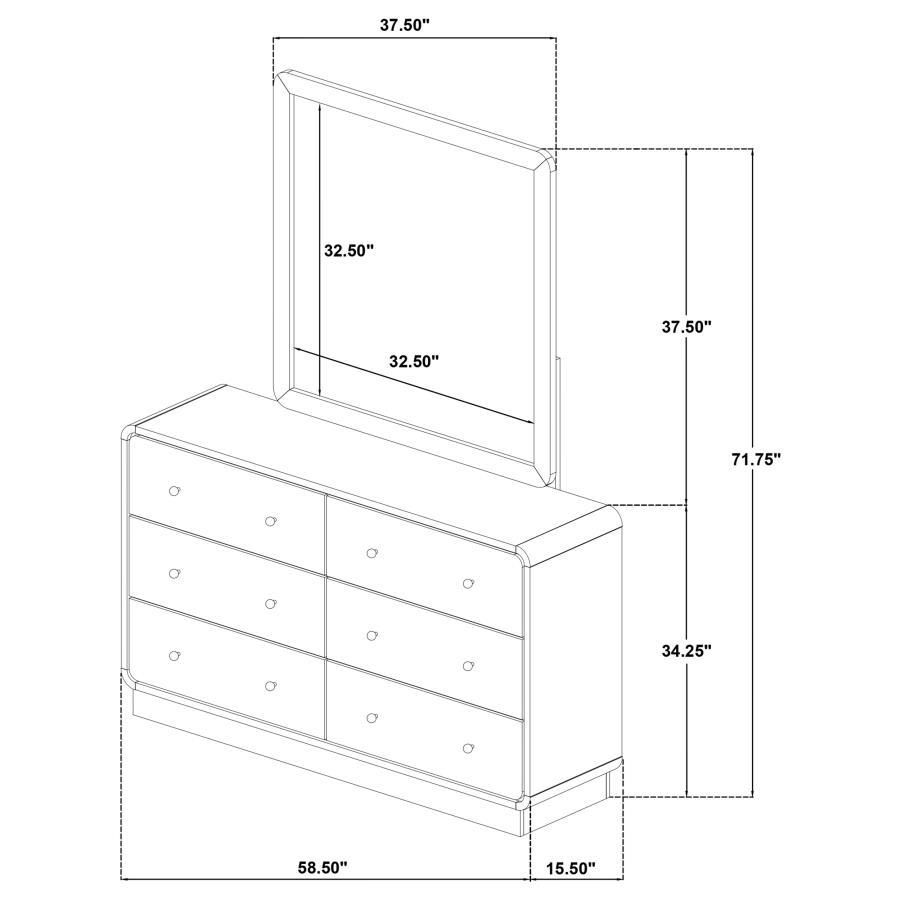 Cavelle - 6 - Drawer Dresser And Mirror - Black Dresser & Mirror modern furniture Contempo Furniture