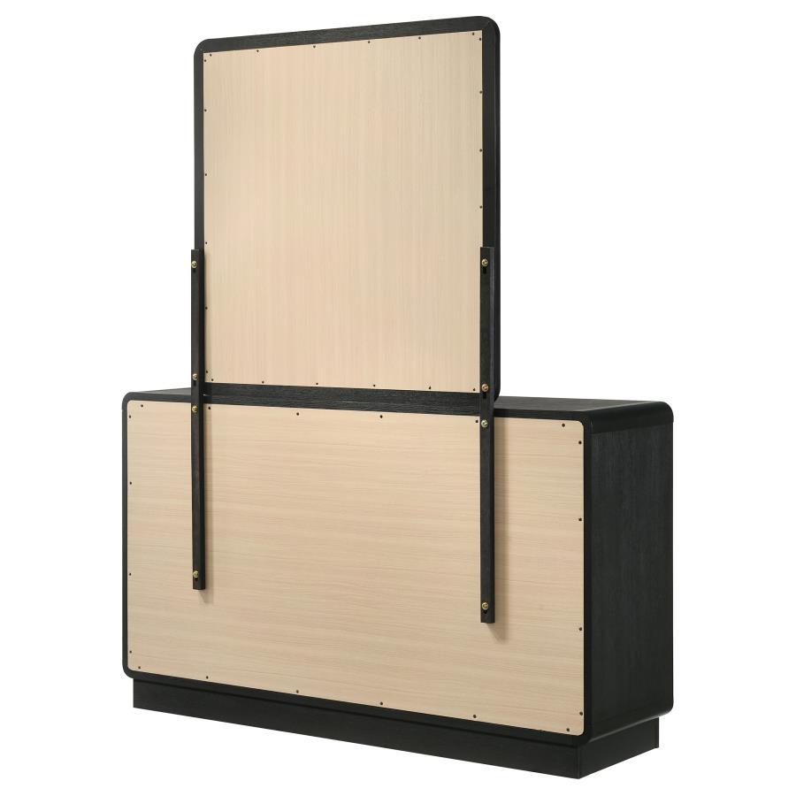 Cavelle - 6 - Drawer Dresser And Mirror - Black Dresser & Mirror modern furniture Contempo Furniture
