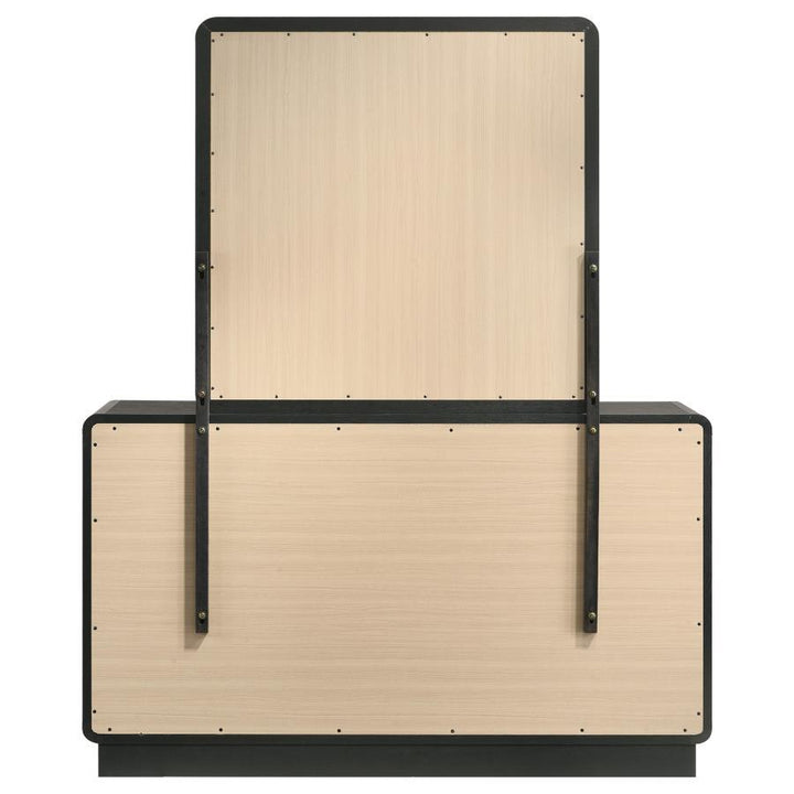 Cavelle - 6 - Drawer Dresser And Mirror - Black Dresser &amp; Mirror modern furniture Contempo Furniture