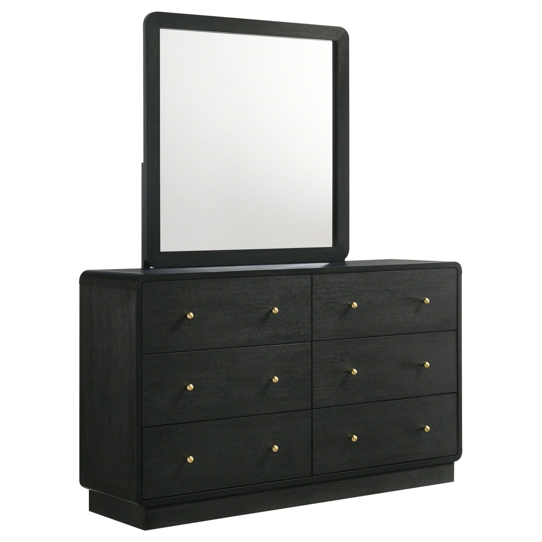 Cavelle - 6 - Drawer Dresser And Mirror - Black Dresser & Mirror modern furniture Contempo Furniture