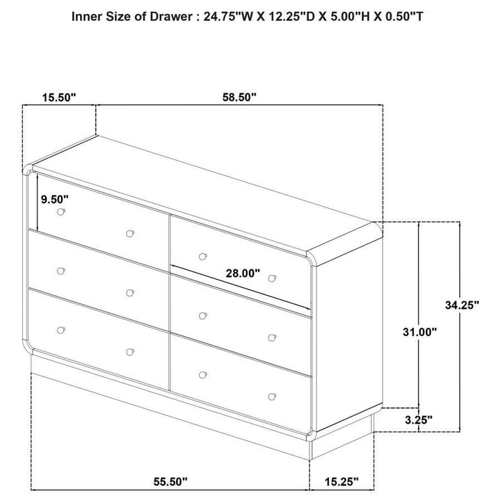 Cavelle - 6 - Drawer Dresser Cabinet - Black Dressers modern furniture Contempo Furniture