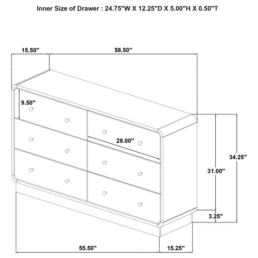 Cavelle - 6 - Drawer Dresser Cabinet - Black Dressers modern furniture Contempo Furniture