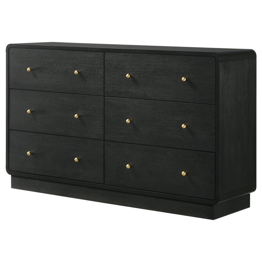 Cavelle - 6 - Drawer Dresser Cabinet - Black Dressers modern furniture Contempo Furniture