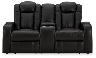 Caveman Den Power Reclining Loveseat with Console - Black Reclining Loveseat modern furniture Contempo Furniture
