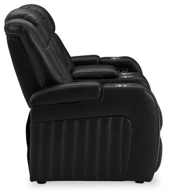 Caveman Den Power Reclining Loveseat with Console - Black Reclining Loveseat modern furniture Contempo Furniture