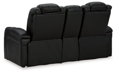 Caveman Den Power Reclining Loveseat with Console - Black Reclining Loveseat modern furniture Contempo Furniture