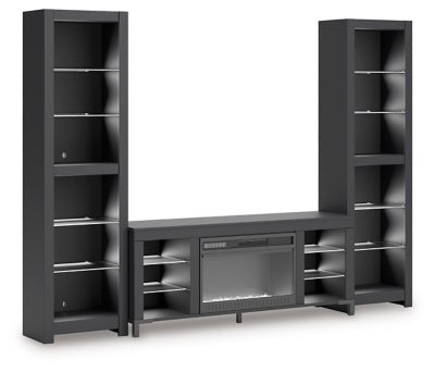 Cayberry 3 - Piece Entertainment Center with Electric Fireplace - Black Entertainment Centers modern furniture Contempo Furniture