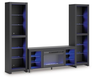 Cayberry 3 - Piece Entertainment Center with Electric Fireplace - Black Entertainment Centers modern furniture Contempo Furniture