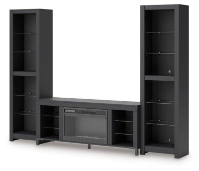 Cayberry 3 - Piece Entertainment Center with Electric Fireplace - Black Entertainment Centers modern furniture Contempo Furniture