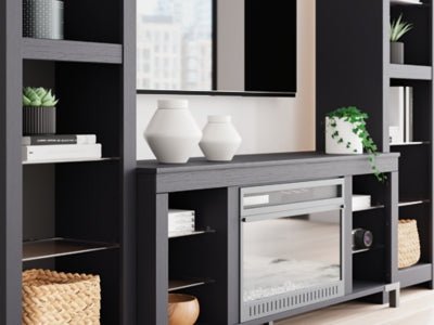 Cayberry 3 - Piece Entertainment Center with Electric Fireplace - Black Entertainment Centers modern furniture Contempo Furniture