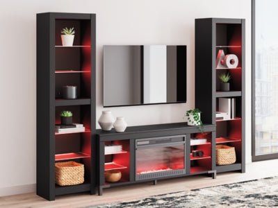 Cayberry 3 - Piece Entertainment Center with Electric Fireplace - Black Entertainment Centers modern furniture Contempo Furniture