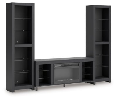 Cayberry 3 - Piece Entertainment Center with Electric Fireplace - Black Entertainment Centers modern furniture Contempo Furniture