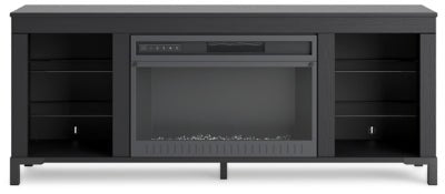 Cayberry 60" TV Stand with Electric Fireplace - Black Fireplace TV Stand modern furniture Contempo Furniture