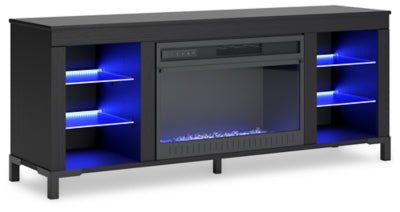 Cayberry 60" TV Stand with Electric Fireplace - Black Fireplace TV Stand modern furniture Contempo Furniture