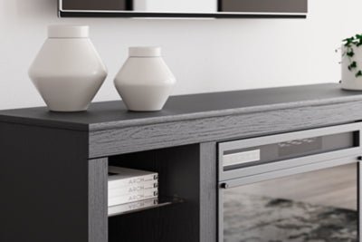 Cayberry 60" TV Stand with Electric Fireplace - Black Fireplace TV Stand modern furniture Contempo Furniture
