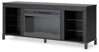Cayberry 60" TV Stand with Electric Fireplace - Black Fireplace TV Stand modern furniture Contempo Furniture