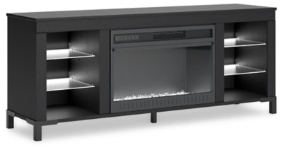 Cayberry 60" TV Stand with Electric Fireplace - Black Fireplace TV Stand modern furniture Contempo Furniture