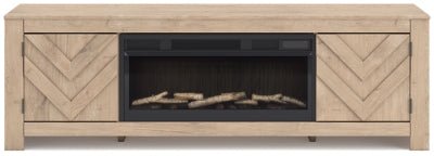 Cayboni 71" TV Stand with Electric Fireplace - Beige Fireplace TV Stand modern furniture Contempo Furniture