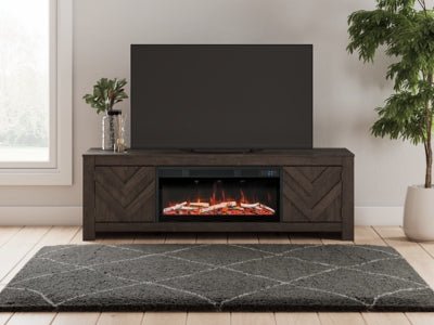 Cayboni 71" TV Stand with Electric Fireplace - Black Fireplace TV Stand modern furniture Contempo Furniture